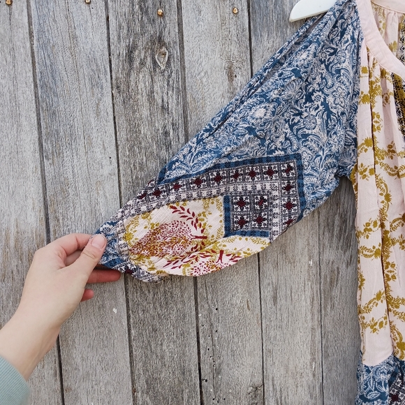 Free People Womens Sz XS Portobello Road Mini Dress Mix Print Cold Shoulder - Picture 3 of 7